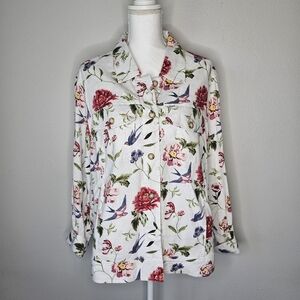 NWT Tahari Women’s 1X Button Front Floral Jacket | Lightweight Blazer Shirt Top